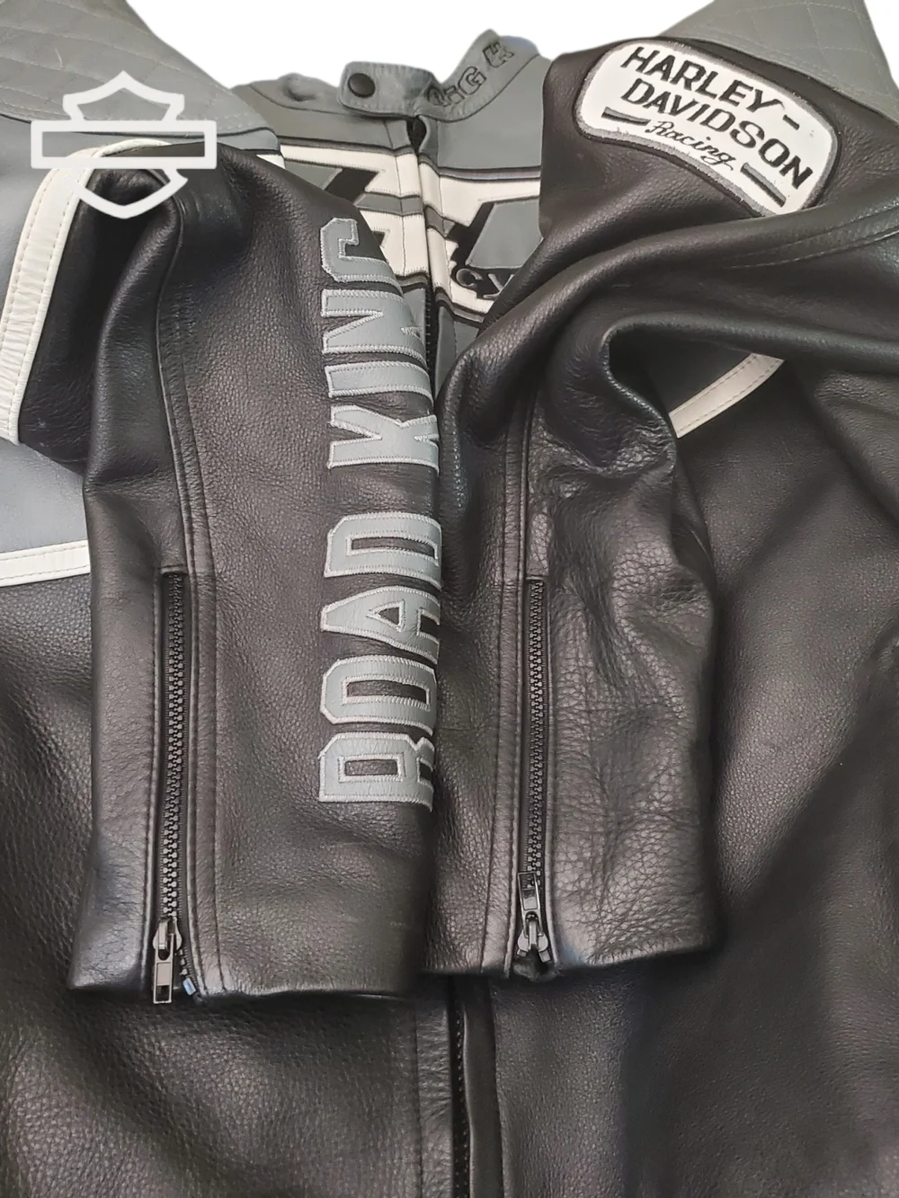 Harley-Davidson Road King Black and Gray Leather Riding Jacket - Picture 15 of 15